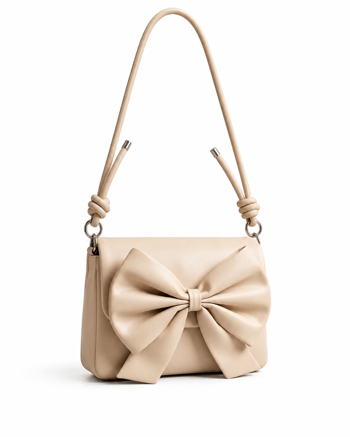 Ivory bow shoulder bag with sculpted bow front