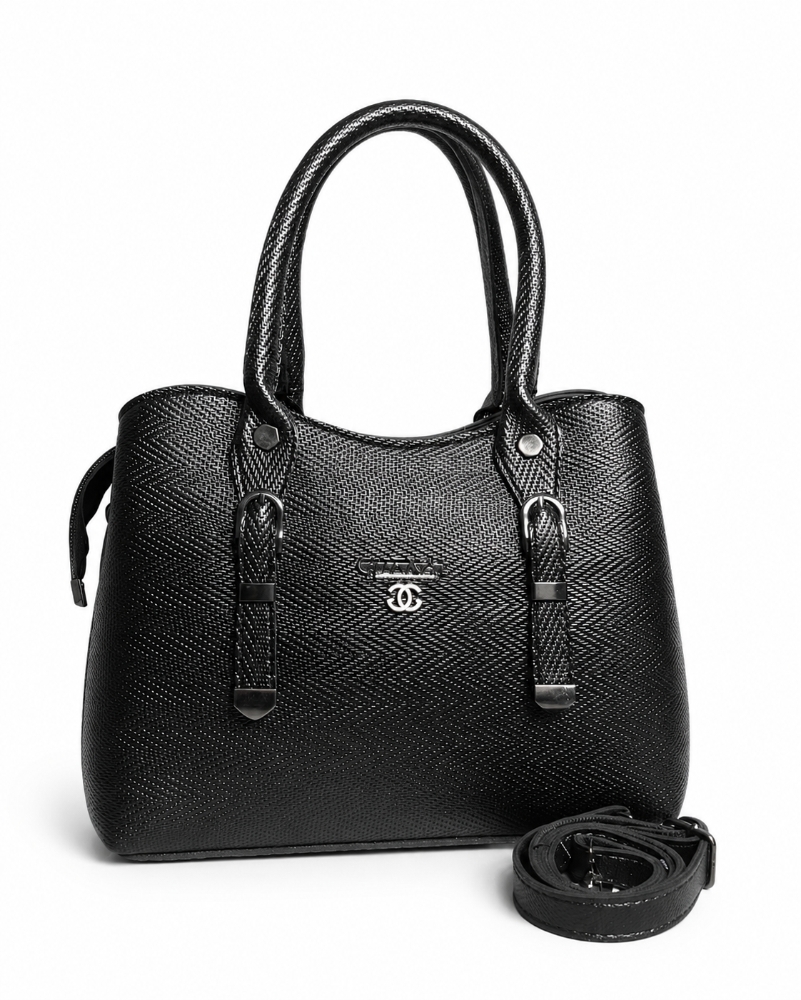Elara Textured Structured Handbag with Shoulder Strap