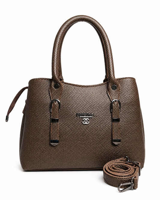 Elara Textured Structured Handbag with Shoulder Strap