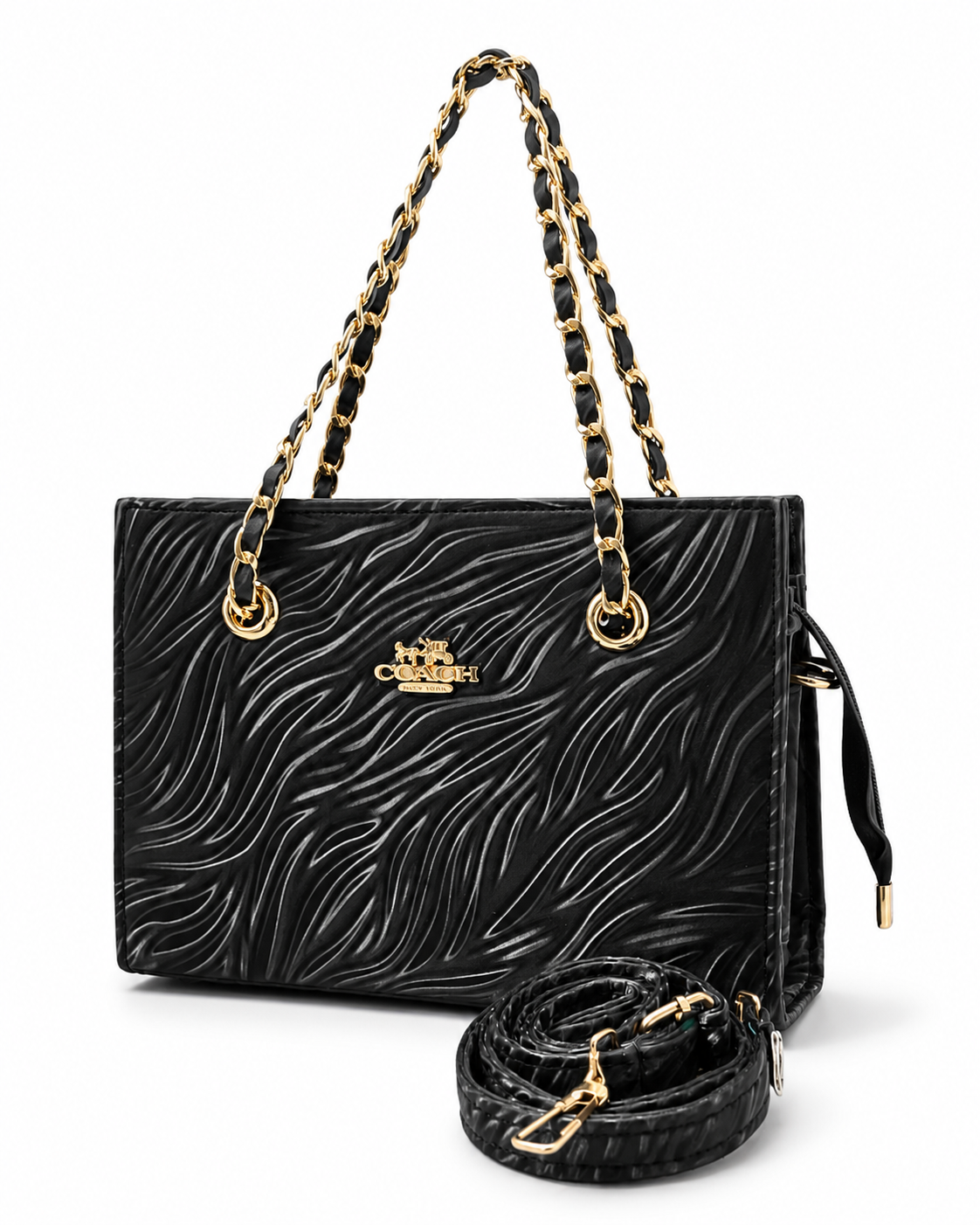 Aurelia Wave-Embossed Chain Handbag