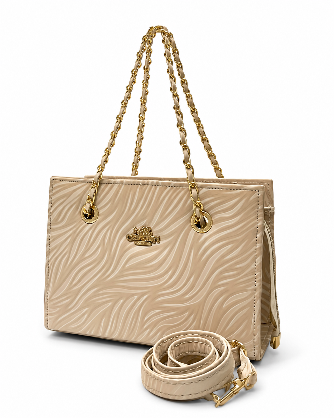 Aurelia Wave-Embossed Chain Handbag