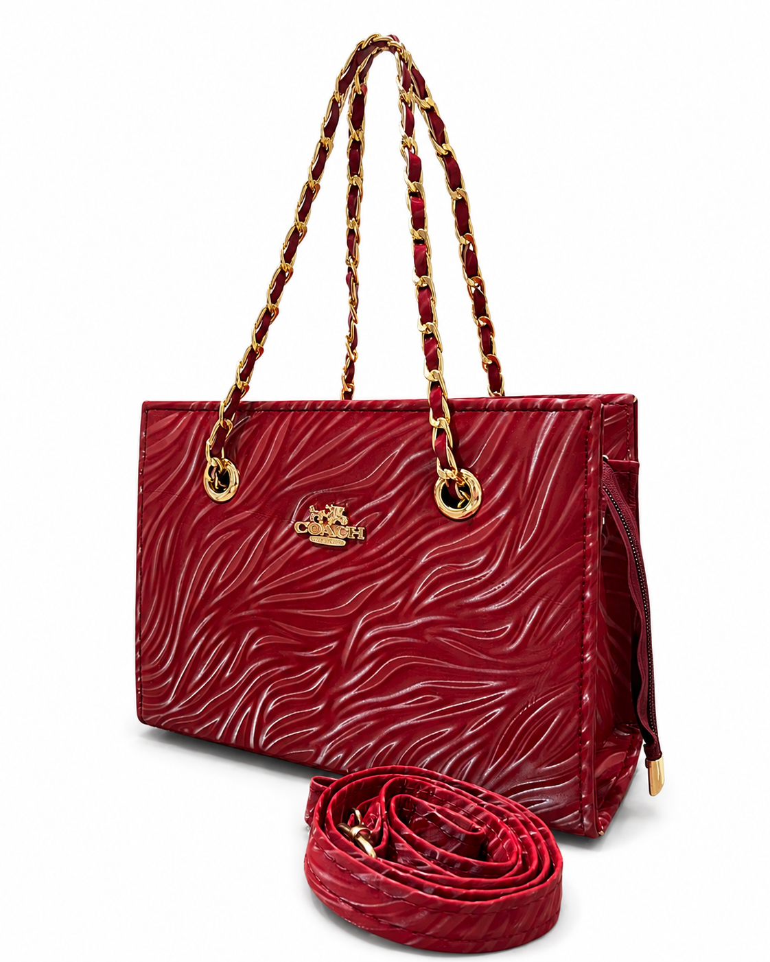 Aurelia Wave-Embossed Chain Handbag