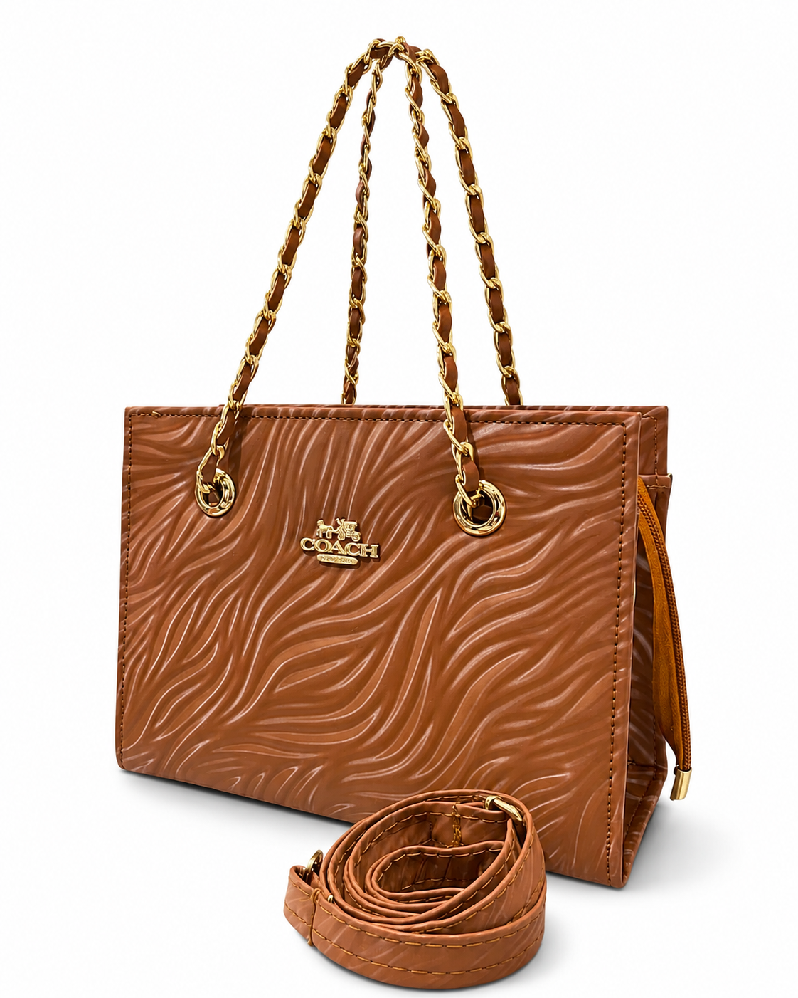 Aurelia Wave-Embossed Chain Handbag