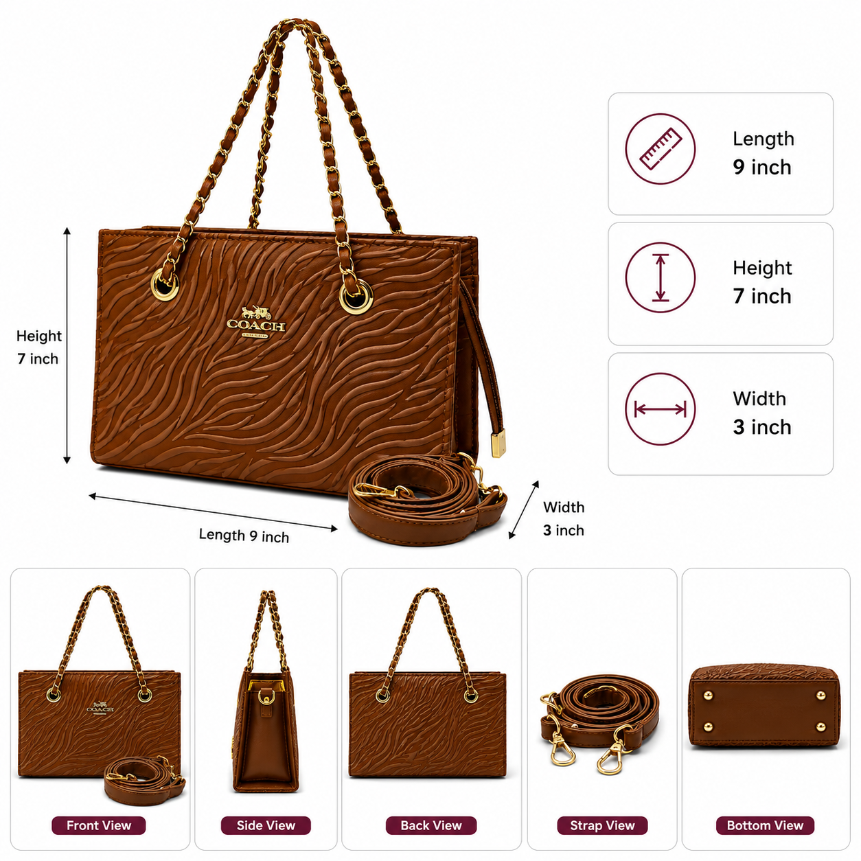 Aurelia Wave-Embossed Chain Handbag