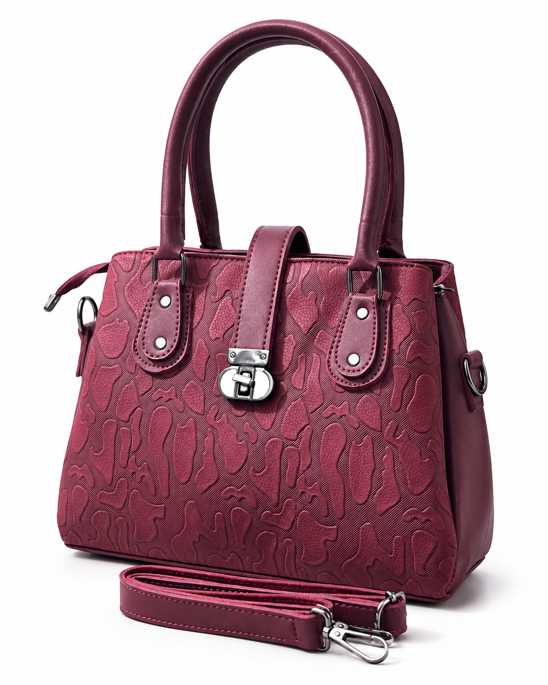 Liora Embossed Structured Handbag with Detachable Strap
