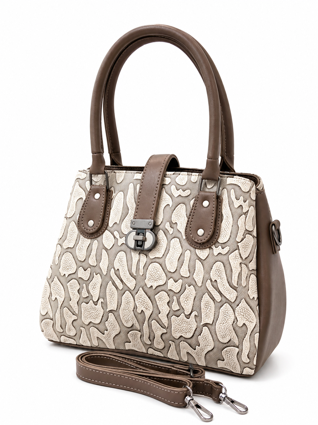 Liora Embossed Structured Handbag with Detachable Strap