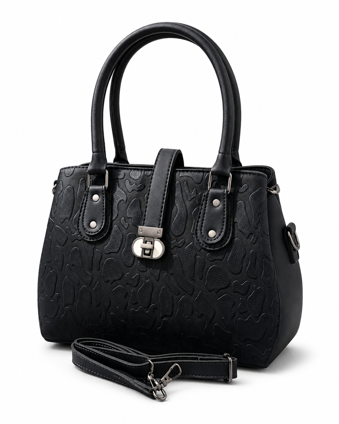 Liora Embossed Structured Handbag with Detachable Strap
