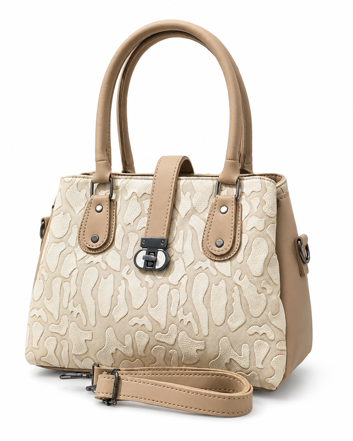 Liora Embossed Structured Handbag with Detachable Strap