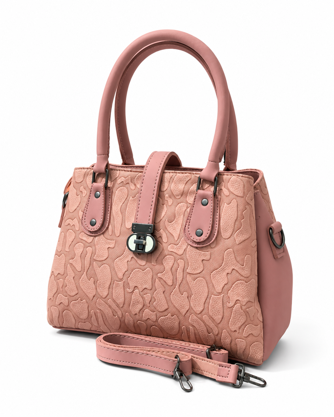 Liora Embossed Structured Handbag with Detachable Strap