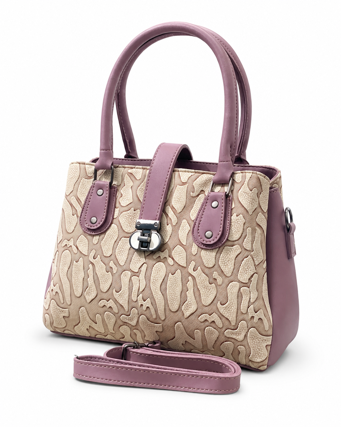Liora Embossed Structured Handbag with Detachable Strap