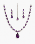 Royal Purple Stone Necklace, Earrings & Bindiya Set