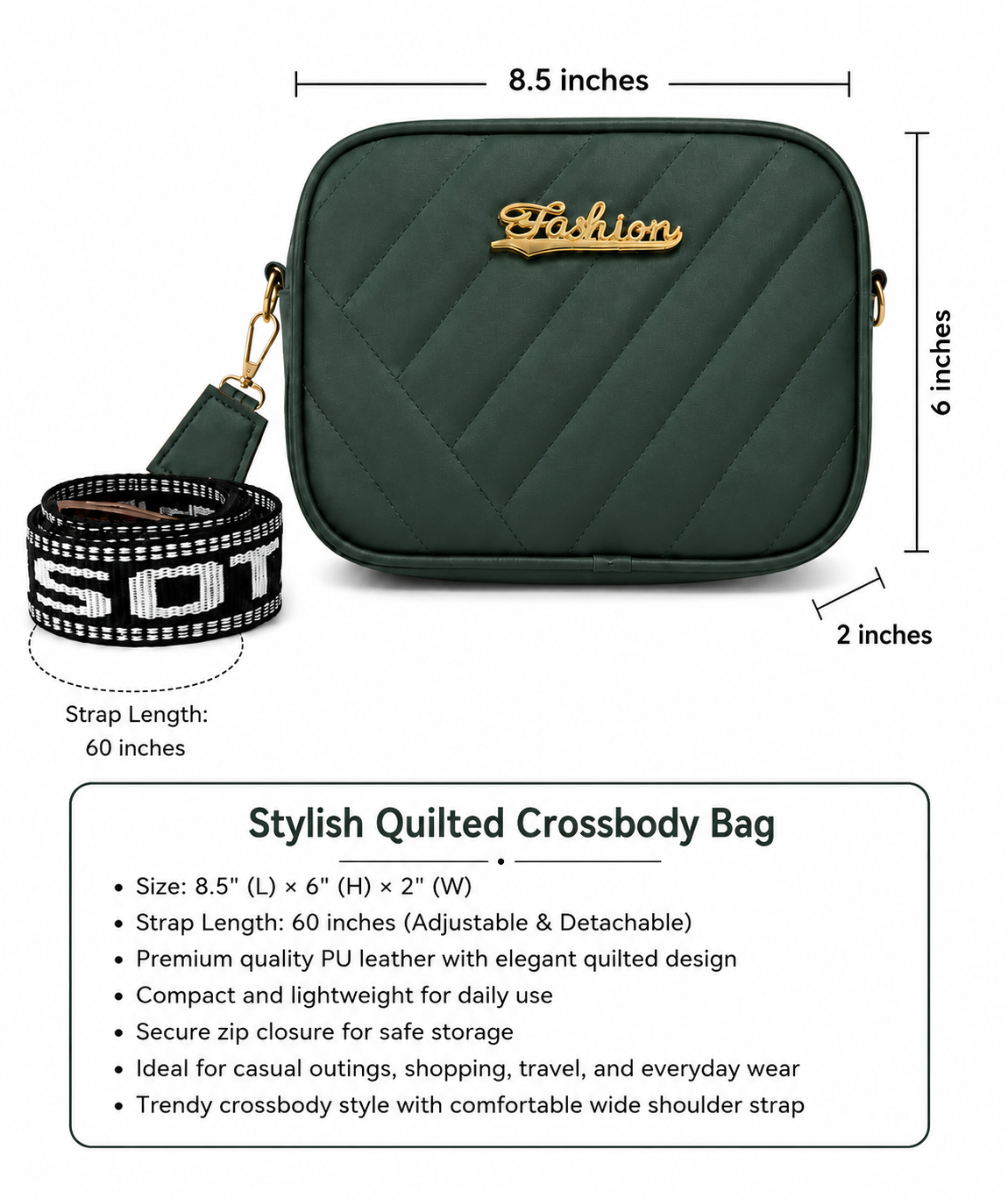 Emerald Quilted Crossbody Bag
