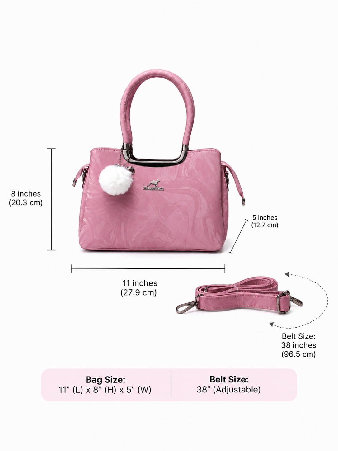 Blush Marble Charm Satchel Bag