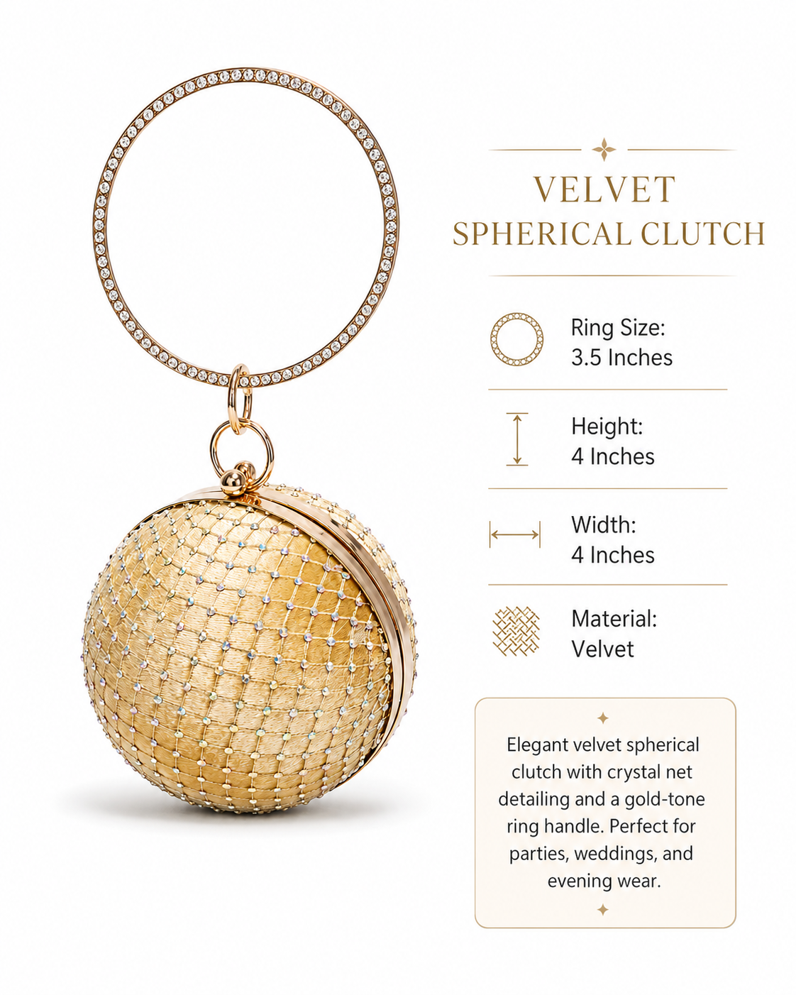Velvet Spherical Crystal Clutch