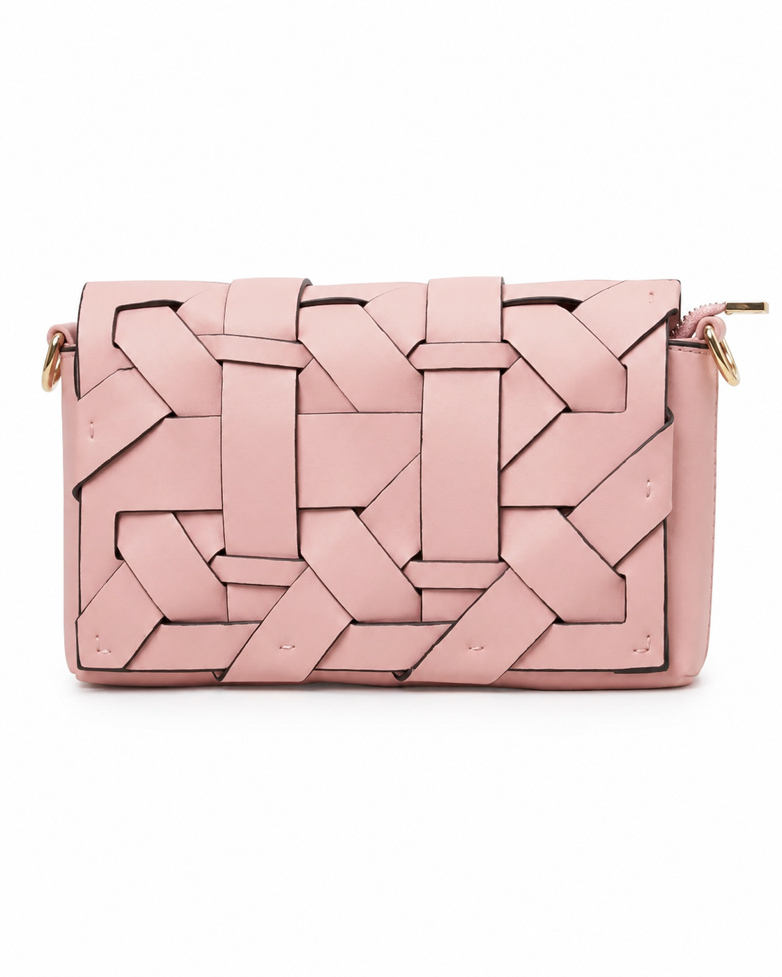 Black noir woven clutch bag with gold tone hardware