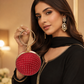 Velvet Spherical Crystal Clutch
