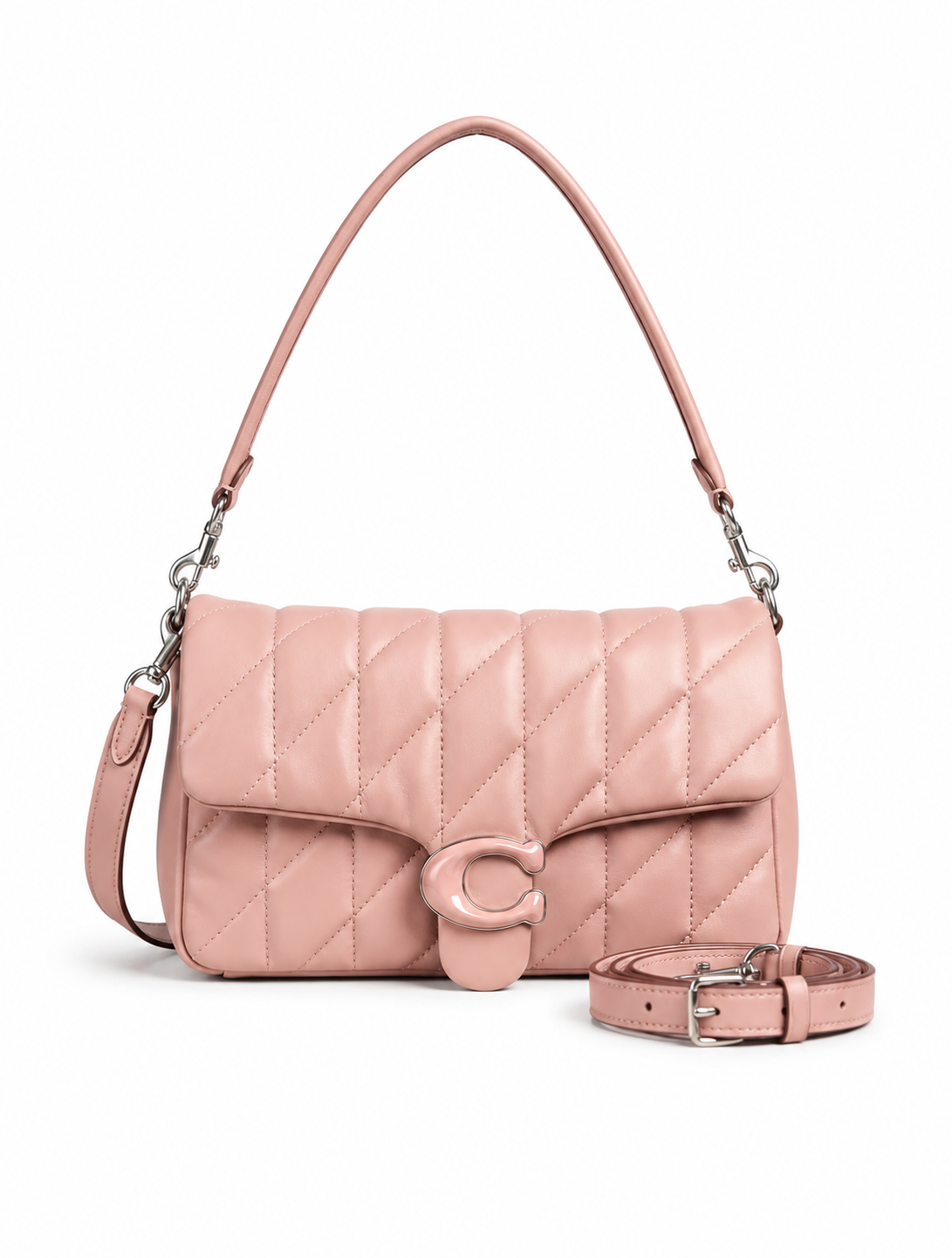 Luna quilted shoulder bag with silver tone hardware