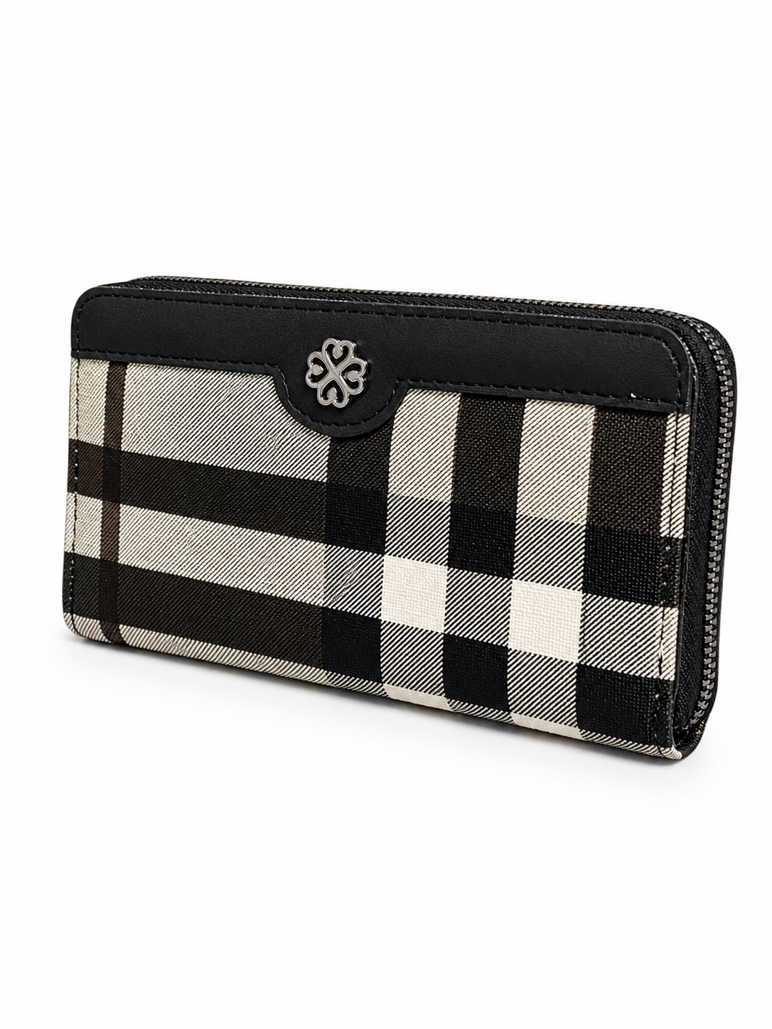 Cheque Single Zip Pocket Hand Pouch
