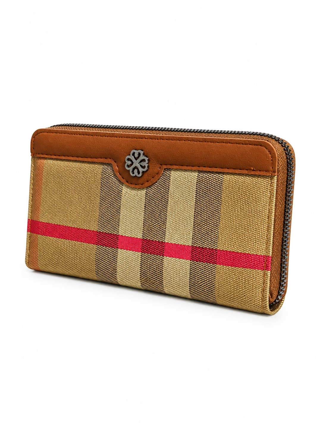 Cheque Single Zip Pocket Hand Pouch