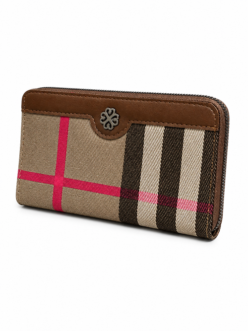 Cheque Single Zip Pocket Hand Pouch