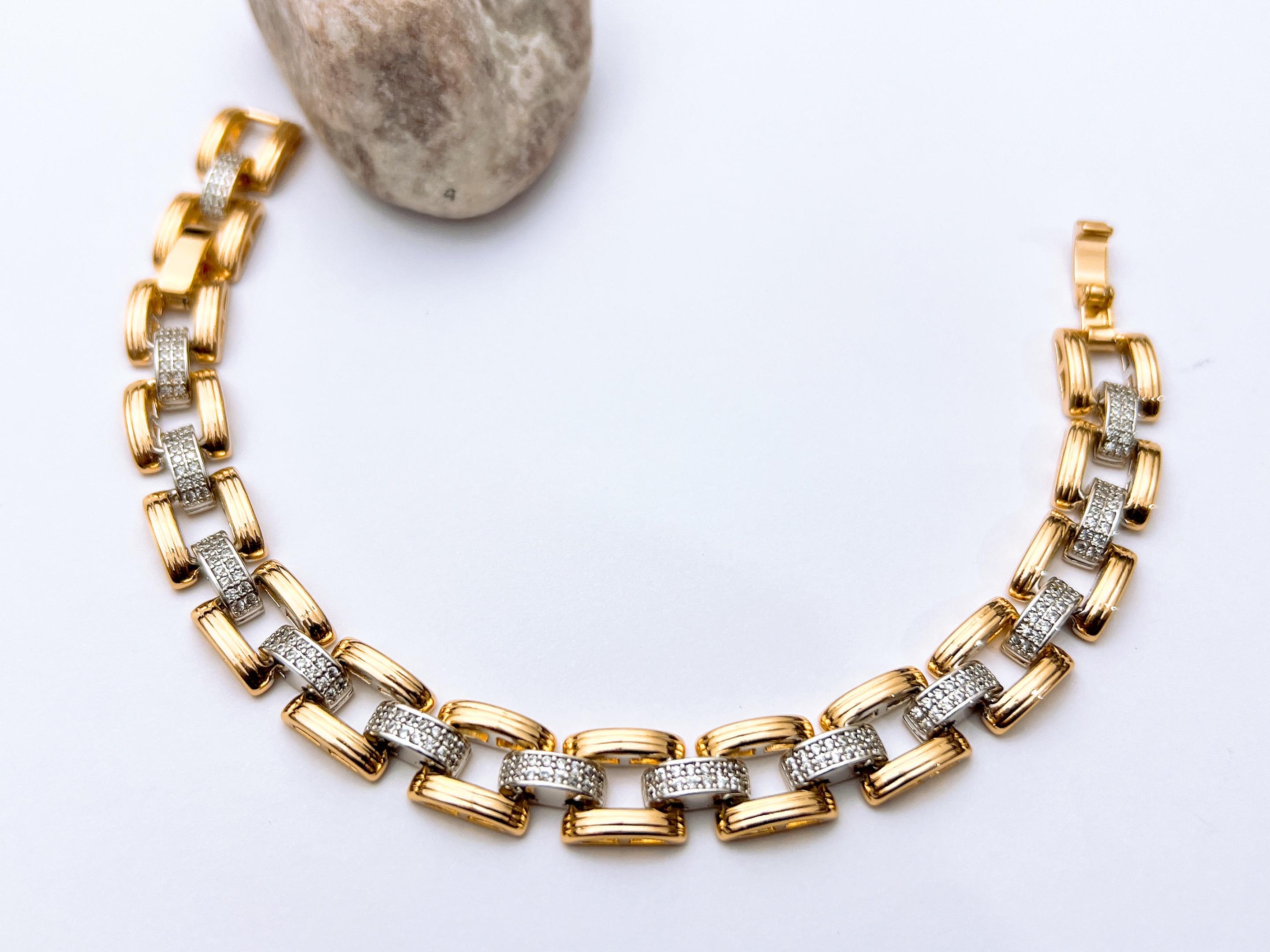 Two Tone Crystal Link Bracelet
