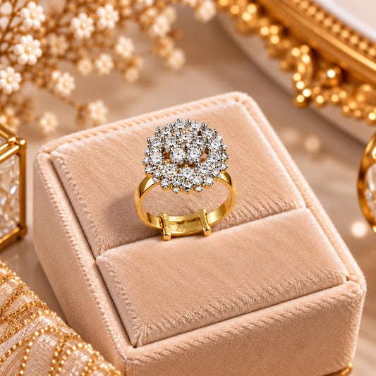 Round Halo Crystal Ring