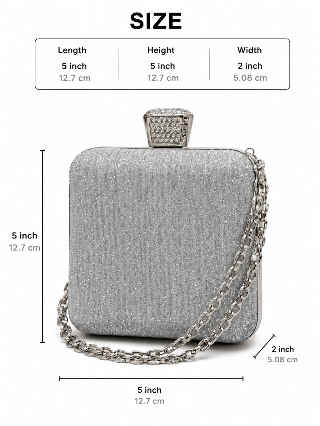 Square Shape clutch with chain